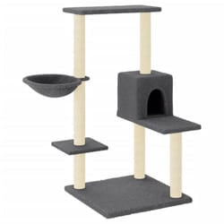 vidaXL Cat Tree Cat Tower with Sisal Scratching Posts Activity Centre Cream - dark grey
