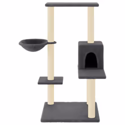 vidaXL Cat Tree Cat Tower with Sisal Scratching Posts Activity Centre Cream - dark grey