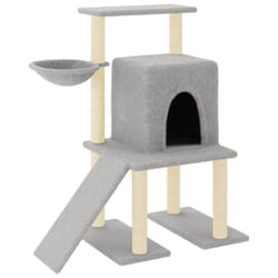 vidaXL Cat Tree Cat Tower with Sisal Scratching Posts Cat Cando Light Grey - light grey
