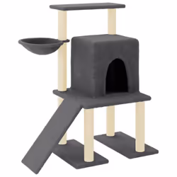 vidaXL Cat Tree Cat Tower with Sisal Scratching Posts Cat Cando Light Grey - dark grey