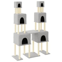 vidaXL Cat Tree Cat Tower with Sisal Scratching Posts Activity Centre Cream - light grey