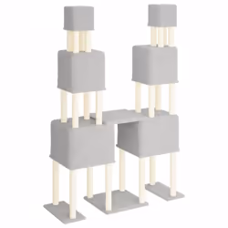 vidaXL Cat Tree Cat Tower with Sisal Scratching Posts Activity Centre Cream - light grey - Additional view 4