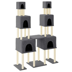 vidaXL Cat Tree Cat Tower with Sisal Scratching Posts Activity Centre Cream - dark grey