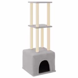 vidaXL Cat Tree Cat Tower with Sisal Scratching Posts Activity Centre Cream - light grey