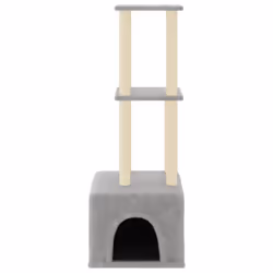 vidaXL Cat Tree Cat Tower with Sisal Scratching Posts Activity Centre Cream - light grey