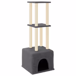 vidaXL Cat Tree Cat Tower with Sisal Scratching Posts Activity Centre Cream - dark grey