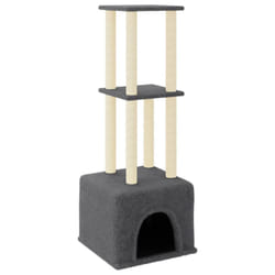 vidaXL Cat Tree Cat Tower with Sisal Scratching Posts Activity Centre Cream - dark grey
