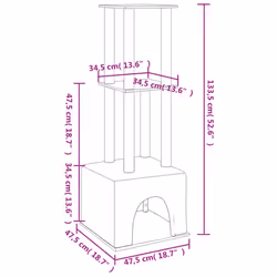 vidaXL Cat Tree Cat Tower with Sisal Scratching Posts Activity Centre Cream - dark grey - Additional view 6
