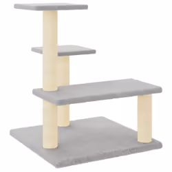 vidaXL Cat Tree Cat Tower with Sisal Scratching Posts Activity Centre Cream - light grey