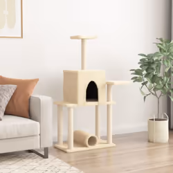 vidaXL Cat Tree with Sisal Scratching Posts Cat Scratch Tower Climbing Tree - cream