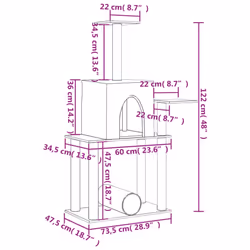 vidaXL Cat Tree with Sisal Scratching Posts Cat Scratch Tower Climbing Tree - cream - Additional view 7