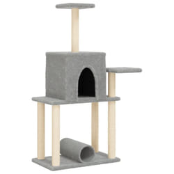 vidaXL Cat Tree with Sisal Scratching Posts Cat Scratch Tower Climbing Tree - light grey