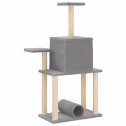 vidaXL Cat Tree with Sisal Scratching Posts Cat Scratch Tower Climbing Tree - light grey - Additional view 5