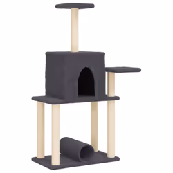 vidaXL Cat Tree with Sisal Scratching Posts Cat Scratch Tower Climbing Tree - dark grey