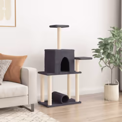 vidaXL Cat Tree with Sisal Scratching Posts Cat Scratch Tower Climbing Tree - dark grey