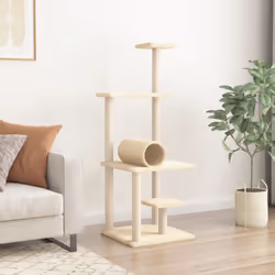 vidaXL Cat Tree with Sisal Scratching Posts Cat Scratch Tower Climbing Tree - cream