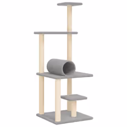 vidaXL Cat Tree with Sisal Scratching Posts Cat Scratch Tower Climbing Tree - light grey