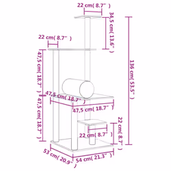 vidaXL Cat Tree with Sisal Scratching Posts Cat Scratch Tower Climbing Tree - light grey