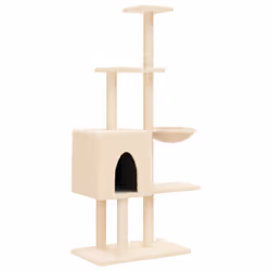 vidaXL Cat Tree with Sisal Scratching Posts Cat Scratch Tower Climbing Tree - cream