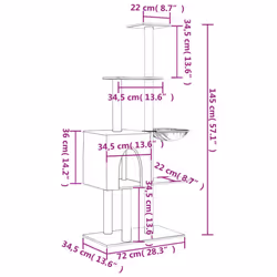 vidaXL Cat Tree with Sisal Scratching Posts Cat Scratch Tower Climbing Tree - cream