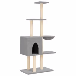 vidaXL Cat Tree with Sisal Scratching Posts Cat Scratch Tower Climbing Tree - light grey