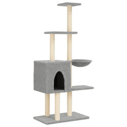 vidaXL Cat Tree with Sisal Scratching Posts Cat Scratch Tower Climbing Tree - light grey