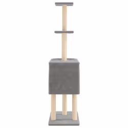 vidaXL Cat Tree with Sisal Scratching Posts Cat Scratch Tower Climbing Tree - light grey - Additional view 4