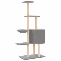 vidaXL Cat Tree with Sisal Scratching Posts Cat Scratch Tower Climbing Tree - light grey - Additional view 5