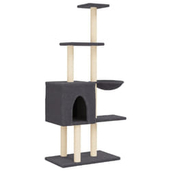 vidaXL Cat Tree with Sisal Scratching Posts Cat Scratch Tower Climbing Tree - dark grey