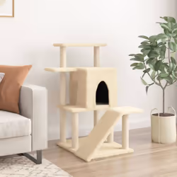 vidaXL Cat Tree with Sisal Scratching Posts Cat Scratch Tower Climbing Tree - cream