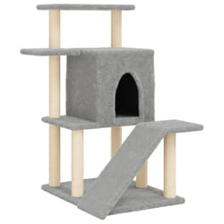 vidaXL Cat Tree with Sisal Scratching Posts Cat Scratch Tower Climbing Tree - light grey