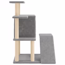 vidaXL Cat Tree with Sisal Scratching Posts Cat Scratch Tower Climbing Tree - light grey - Additional view 4