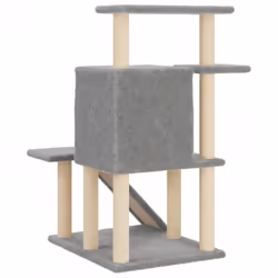 vidaXL Cat Tree with Sisal Scratching Posts Cat Scratch Tower Climbing Tree - light grey - Additional view 5