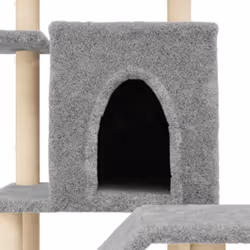 vidaXL Cat Tree with Sisal Scratching Posts Cat Scratch Tower Climbing Tree - light grey - Additional view 6