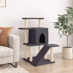 vidaXL Cat Tree with Sisal Scratching Posts Cat Scratch Tower Climbing Tree - dark grey