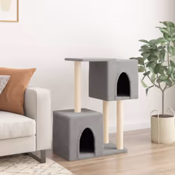 vidaXL Cat Tree with Sisal Scratching Posts Cat Tower Pet Cat Climbing Tree - light grey