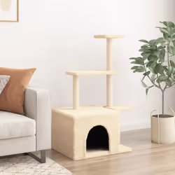 vidaXL Cat Tree with Sisal Scratching Posts Cat Tower Pet Cat Climbing Tree - cream
