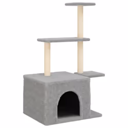 vidaXL Cat Tree with Sisal Scratching Posts Cat Tower Pet Cat Climbing Tree - light grey