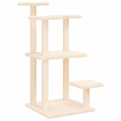vidaXL Cat Scratching Posts with Platforms Cat Tower Pet Cat Climbing Tree - cream