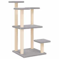vidaXL Cat Scratching Posts with Platforms Cat Tower Pet Cat Climbing Tree - light grey