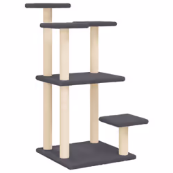 vidaXL Cat Scratching Posts with Platforms Cat Tower Climbing Tree Dark Grey