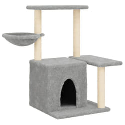 vidaXL Cat Tree with Sisal Scratching Posts Cat Tower Pet Cat Climbing Tree - light grey