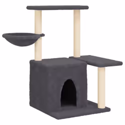 vidaXL Cat Tree with Sisal Scratching Posts Cat Tower Pet Cat Climbing Tree - dark grey