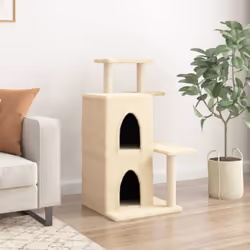 vidaXL Cat Tree with Sisal Scratching Posts Cat Tower Pet Cat Climbing Tree - cream