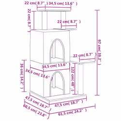 vidaXL Cat Tree with Sisal Scratching Posts Cat Tower Climbing Tree Light Grey - Additional view 7