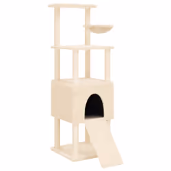 vidaXL Cat Tree with Sisal Scratching Posts Cat Tower Pet Cat Climbing Tree - cream