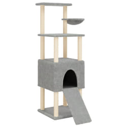 vidaXL Cat Tree with Sisal Scratching Posts Cat Tower Pet Cat Climbing Tree - light grey