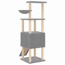 vidaXL Cat Tree with Sisal Scratching Posts Cat Tower Pet Cat Climbing Tree - light grey - Additional view 5