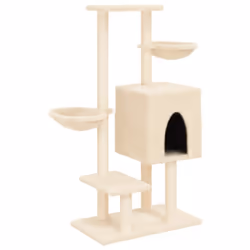 vidaXL Cat Tree with Sisal Scratching Posts Cat Tower Pet Cat Climbing Tree - cream