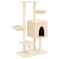 vidaXL Cat Tree with Sisal Scratching Posts Cat Tower Pet Cat Climbing Tree - cream